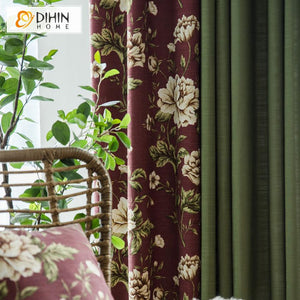 DIHIN HOME Pastoral Green Color Cotton Linen Fabric Flowers Printed,Blackout Curtains Grommet Window Curtain for Living Room ,52x63-inch,1 Panel Roman Shades Curtains Window Blinds custom curtains blackout curtains curtains for living room sheer curtains curtain fabric linen curtains kitchen curtains velvet curtains pinch pleat curtains bay window curtains outdoor curtains pleated curtains floral curtains dining room curtains kitchen valances drapes for bedroom patio curtains nursery curtains grommet curtai
