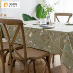 DIHIN HOME Pastoral Green Fabric Bird and Flower Printed Tablecloth For Rectangle Tables,Custom Washed Linen Tablecloth,Handmade Rectangle Table Cover Roman Shades Curtains Window Blinds custom curtains blackout curtains curtains for living room sheer curtains curtain fabric linen curtains kitchen curtains velvet curtains pinch pleat curtains bay window curtains outdoor curtains pleated curtains floral curtains dining room curtains kitchen valances drapes for bedroom patio curtains nursery curtains grommet 