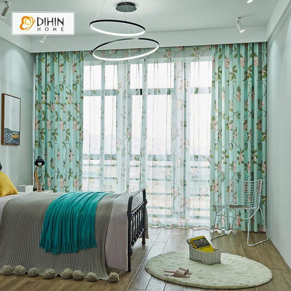 DIHIN HOME Pastoral Green Floral Curtains，Blackout Grommet Window Curtain for Living Room ,52x63-inch,1 Panel Roman Shades Curtains Window Blinds custom curtains blackout curtains curtains for living room sheer curtains curtain fabric linen curtains kitchen curtains velvet curtains pinch pleat curtains bay window curtains outdoor curtains pleated curtains floral curtains dining room curtains kitchen valances drapes for bedroom patio curtains nursery curtains grommet curtains