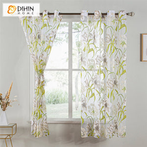 DIHIN HOME Pastoral Green Flower Printed Sheer Curtains,Grommet Window Curtain for Living Room ,52x63-inch,1 Panel Roman Shades Curtains Window Blinds custom curtains blackout curtains curtains for living room sheer curtains curtain fabric linen curtains kitchen curtains velvet curtains pinch pleat curtains bay window curtains outdoor curtains pleated curtains floral curtains dining room curtains kitchen valances drapes for bedroom patio curtains nursery curtains grommet curtains