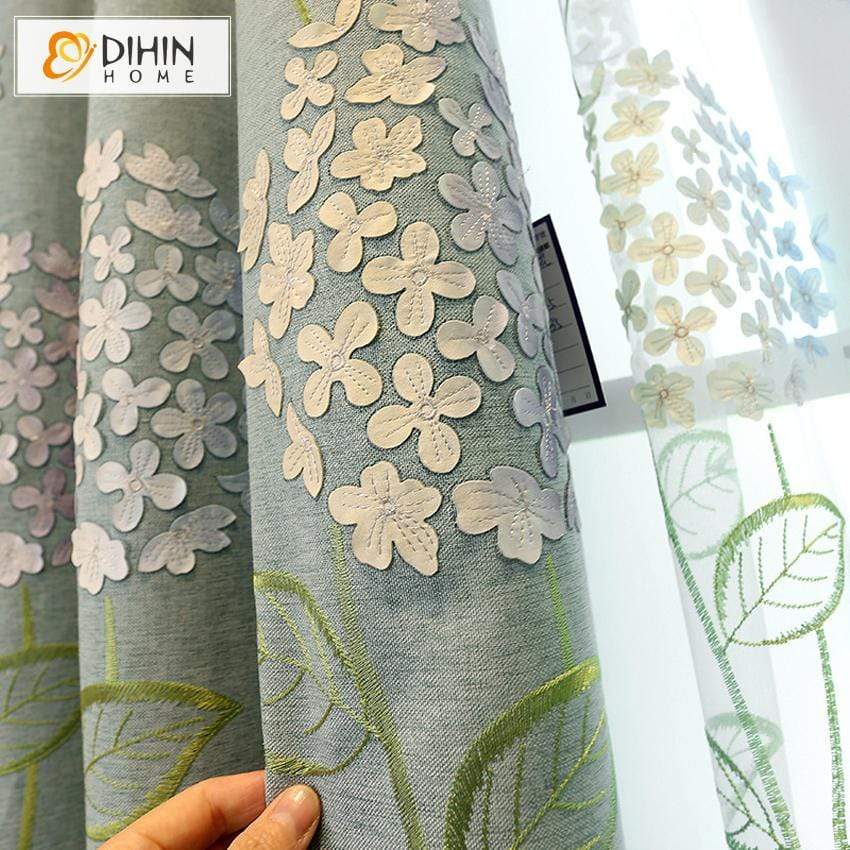 DIHIN HOME Pastoral Green Flowers Embroidered Valance ,Blackout Curtains Grommet Window Curtain for Living Room ,52x90-inch,1 Panel Roman Shades Curtains Window Blinds custom curtains blackout curtains curtains for living room sheer curtains curtain fabric linen curtains kitchen curtains velvet curtains pinch pleat curtains bay window curtains outdoor curtains pleated curtains floral curtains dining room curtains kitchen valances drapes for bedroom patio curtains nursery curtains grommet curtains