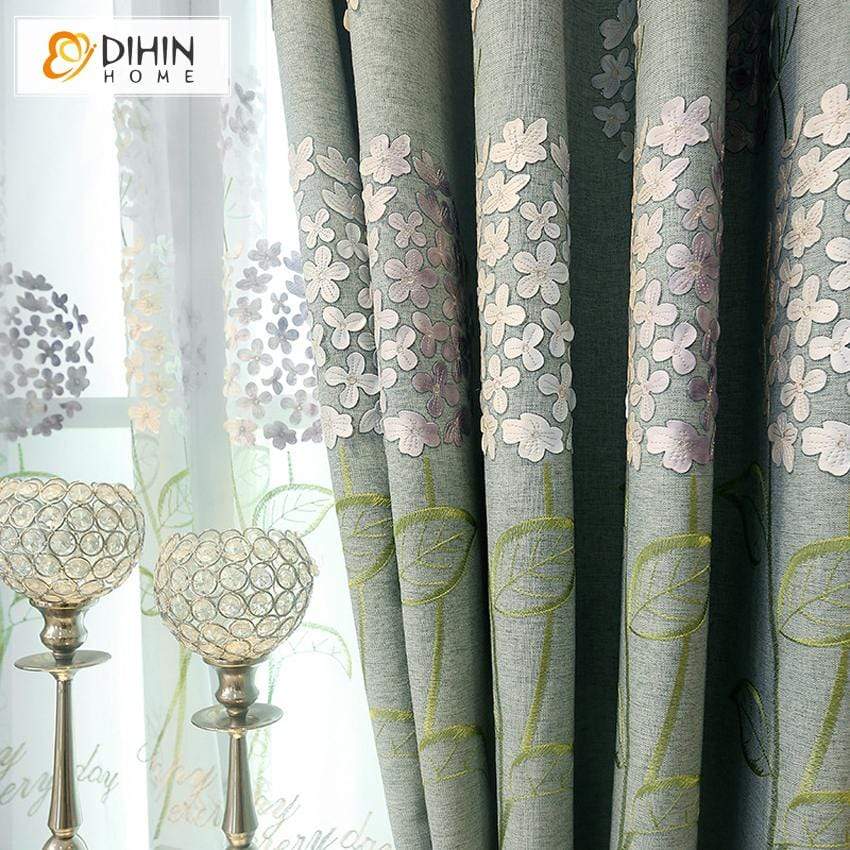 DIHIN HOME Pastoral Green Flowers Embroidered Valance ,Blackout Curtains Grommet Window Curtain for Living Room ,52x90-inch,1 Panel Roman Shades Curtains Window Blinds custom curtains blackout curtains curtains for living room sheer curtains curtain fabric linen curtains kitchen curtains velvet curtains pinch pleat curtains bay window curtains outdoor curtains pleated curtains floral curtains dining room curtains kitchen valances drapes for bedroom patio curtains nursery curtains grommet curtains