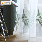 DIHIN HOME Pastoral Green Grass Embroidered Sheer Curtain,Grommet Window Curtain for Living Room ,52x63-inch,1 Panel Curtains custom curtains blackout curtains curtains for living room curtain fabric linen curtains