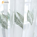DIHIN HOME Pastoral Green Grass Embroidered Sheer Curtain,Grommet Window Curtain for Living Room ,52x63-inch,1 Panel Curtains custom curtains blackout curtains curtains for living room curtain fabric linen curtains