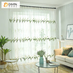 DIHIN HOME Pastoral Green Leaves Embroidered,Sheer Curtain,Grommet Window Curtain for Living Room ,52x63-inch,1 Panel Curtains custom curtains blackout curtains curtains for living room curtain fabric linen curtains