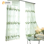 DIHIN HOME Pastoral Green Leaves Embroidered,Sheer Curtain,Grommet Window Curtain for Living Room ,52x63-inch,1 Panel Curtains custom curtains blackout curtains curtains for living room curtain fabric linen curtains