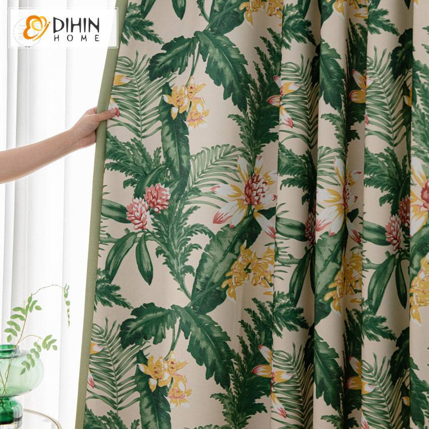 DIHIN HOME Pastoral Green Leaves Printed,Blackout Grommet Window Curtain for Living Room ,52x63-inch,1 Panel Roman Shades Curtains Window Blinds custom curtains blackout curtains curtains for living room sheer curtains curtain fabric linen curtains kitchen curtains velvet curtains pinch pleat curtains bay window curtains outdoor curtains pleated curtains floral curtains dining room curtains kitchen valances drapes for bedroom patio curtains nursery curtains grommet curtains