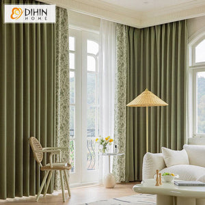DIHIN HOME Pastoral Green Leaves Printed,Blackout Grommet Window Curtain for Living Room ,52x63-inch,1 Panel Roman Shades Curtains Window Blinds custom curtains blackout curtains curtains for living room sheer curtains curtain fabric linen curtains kitchen curtains velvet curtains pinch pleat curtains bay window curtains outdoor curtains pleated curtains floral curtains dining room curtains kitchen valances drapes for bedroom patio curtains nursery curtains grommet curtains