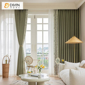 DIHIN HOME Pastoral Green Leaves Printed,Blackout Grommet Window Curtain for Living Room ,52x63-inch,1 Panel Roman Shades Curtains Window Blinds custom curtains blackout curtains curtains for living room sheer curtains curtain fabric linen curtains kitchen curtains velvet curtains pinch pleat curtains bay window curtains outdoor curtains pleated curtains floral curtains dining room curtains kitchen valances drapes for bedroom patio curtains nursery curtains grommet curtains