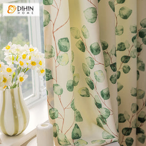 DIHIN HOME Pastoral Green Leaves Printed Curtain,Blackout Grommet Window Curtain for Living Room,1 Panel Roman Shades Curtains Window Blinds custom curtains blackout curtains curtains for living room sheer curtains curtain fabric linen curtains kitchen curtains velvet curtains pinch pleat curtains bay window curtains outdoor curtains pleated curtains floral curtains dining room curtains kitchen valances drapes for bedroom patio curtains nursery curtains grommet curtains