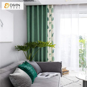 DIHIN HOME Pastoral Green Leaves Spliced Curtains，Blackout Grommet Window Curtain for Living Room ,52x63-inch,1 Panel Roman Shades Curtains Window Blinds custom curtains blackout curtains curtains for living room sheer curtains curtain fabric linen curtains kitchen curtains velvet curtains pinch pleat curtains bay window curtains outdoor curtains pleated curtains floral curtains dining room curtains kitchen valances drapes for bedroom patio curtains nursery curtains grommet curtains