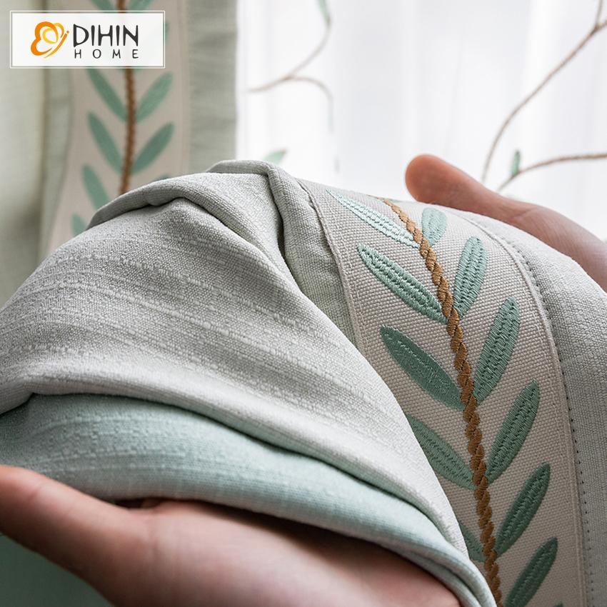 DIHIN HOME Pastoral Green Plants Embroidered,Blackout Grommet Window Curtain for Living Room ,52x63-inch,1 Panel Roman Shades Curtains Window Blinds custom curtains blackout curtains curtains for living room sheer curtains curtain fabric linen curtains kitchen curtains velvet curtains pinch pleat curtains bay window curtains outdoor curtains pleated curtains floral curtains dining room curtains kitchen valances drapes for bedroom patio curtains nursery curtains grommet curtains