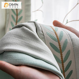 DIHIN HOME Pastoral Green Plants Embroidered,Blackout Grommet Window Curtain for Living Room ,52x63-inch,1 Panel Roman Shades Curtains Window Blinds custom curtains blackout curtains curtains for living room sheer curtains curtain fabric linen curtains kitchen curtains velvet curtains pinch pleat curtains bay window curtains outdoor curtains pleated curtains floral curtains dining room curtains kitchen valances drapes for bedroom patio curtains nursery curtains grommet curtains