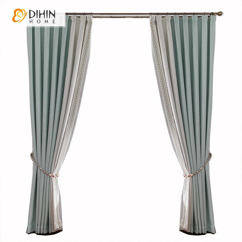 DIHIN HOME Pastoral Green Plants Embroidered,Blackout Grommet Window Curtain for Living Room ,52x63-inch,1 Panel Roman Shades Curtains Window Blinds custom curtains blackout curtains curtains for living room sheer curtains curtain fabric linen curtains kitchen curtains velvet curtains pinch pleat curtains bay window curtains outdoor curtains pleated curtains floral curtains dining room curtains kitchen valances drapes for bedroom patio curtains nursery curtains grommet curtains