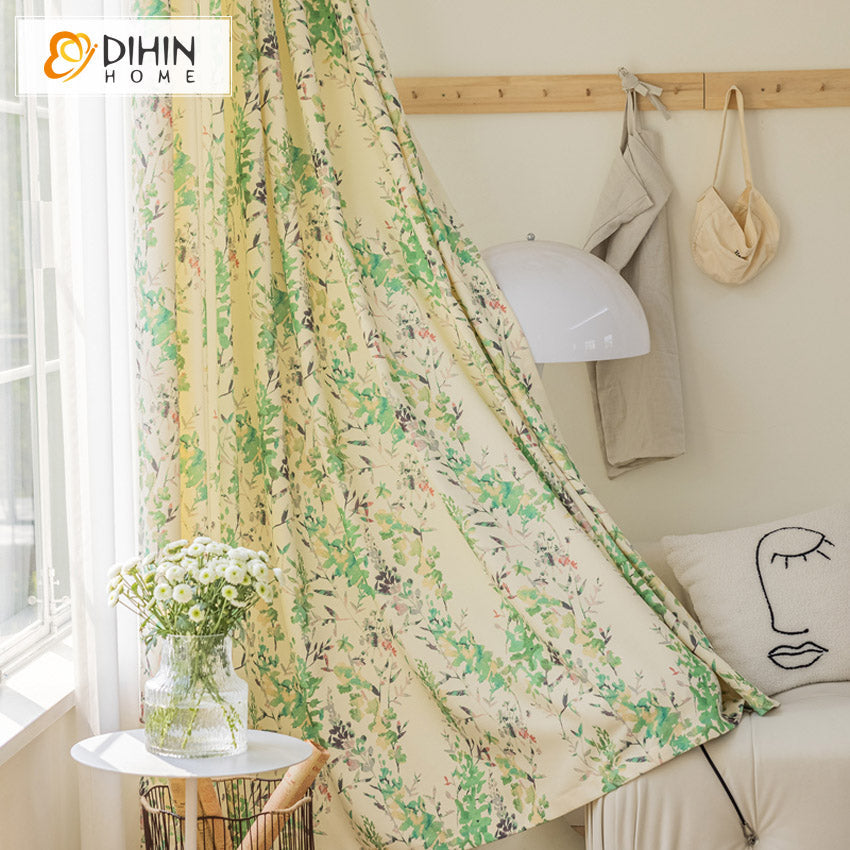 DIHIN HOME Pastoral Green Plants Printed,Blackout Grommet Window Curtain for Living Room,1 Panel Roman Shades Curtains Window Blinds custom curtains blackout curtains curtains for living room sheer curtains curtain fabric linen curtains kitchen curtains velvet curtains pinch pleat curtains bay window curtains outdoor curtains pleated curtains floral curtains dining room curtains kitchen valances drapes for bedroom patio curtains nursery curtains grommet curtains