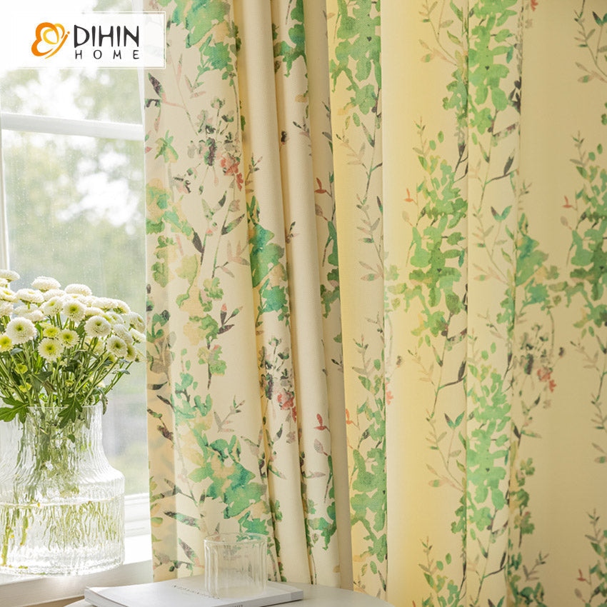 DIHIN HOME Pastoral Green Plants Printed,Blackout Grommet Window Curtain for Living Room,1 Panel Roman Shades Curtains Window Blinds custom curtains blackout curtains curtains for living room sheer curtains curtain fabric linen curtains kitchen curtains velvet curtains pinch pleat curtains bay window curtains outdoor curtains pleated curtains floral curtains dining room curtains kitchen valances drapes for bedroom patio curtains nursery curtains grommet curtains