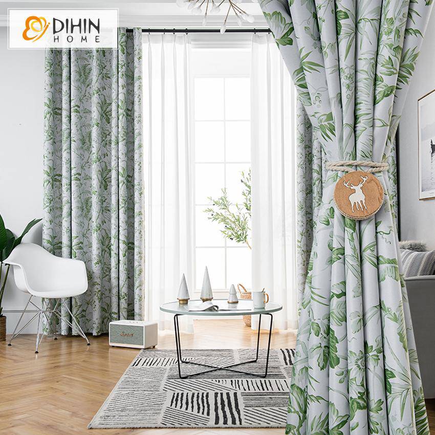 DIHIN HOME Pastoral Green Plants Printed,Blackout Grommet Window Curtain for Living Room ,52x63-inch,1 Panel Roman Shades Curtains Window Blinds custom curtains blackout curtains curtains for living room sheer curtains curtain fabric linen curtains kitchen curtains velvet curtains pinch pleat curtains bay window curtains outdoor curtains pleated curtains floral curtains dining room curtains kitchen valances drapes for bedroom patio curtains nursery curtains grommet curtains