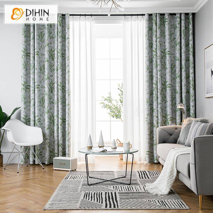 DIHIN HOME Pastoral Green Plants Printed,Blackout Grommet Window Curtain for Living Room ,52x63-inch,1 Panel Roman Shades Curtains Window Blinds custom curtains blackout curtains curtains for living room sheer curtains curtain fabric linen curtains kitchen curtains velvet curtains pinch pleat curtains bay window curtains outdoor curtains pleated curtains floral curtains dining room curtains kitchen valances drapes for bedroom patio curtains nursery curtains grommet curtains