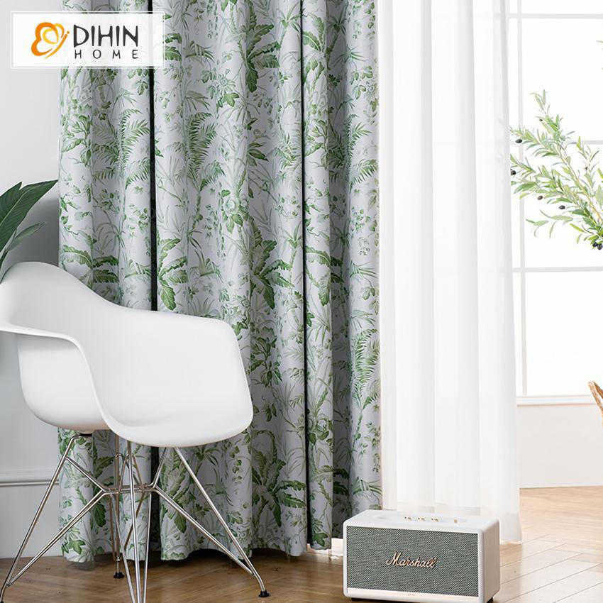 DIHIN HOME Pastoral Green Plants Printed,Blackout Grommet Window Curtain for Living Room ,52x63-inch,1 Panel Roman Shades Curtains Window Blinds custom curtains blackout curtains curtains for living room sheer curtains curtain fabric linen curtains kitchen curtains velvet curtains pinch pleat curtains bay window curtains outdoor curtains pleated curtains floral curtains dining room curtains kitchen valances drapes for bedroom patio curtains nursery curtains grommet curtains