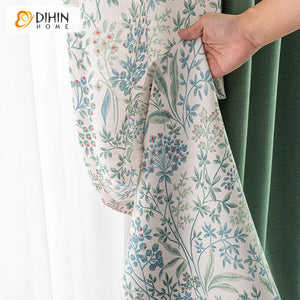DIHIN HOME Pastoral Green Printed,Blackout Grommet Window Curtain for Living Room ,52x63-inch,1 Panel Roman Shades Curtains Window Blinds custom curtains blackout curtains curtains for living room sheer curtains curtain fabric linen curtains kitchen curtains velvet curtains pinch pleat curtains bay window curtains outdoor curtains pleated curtains floral curtains dining room curtains kitchen valances drapes for bedroom patio curtains nursery curtains grommet curtains