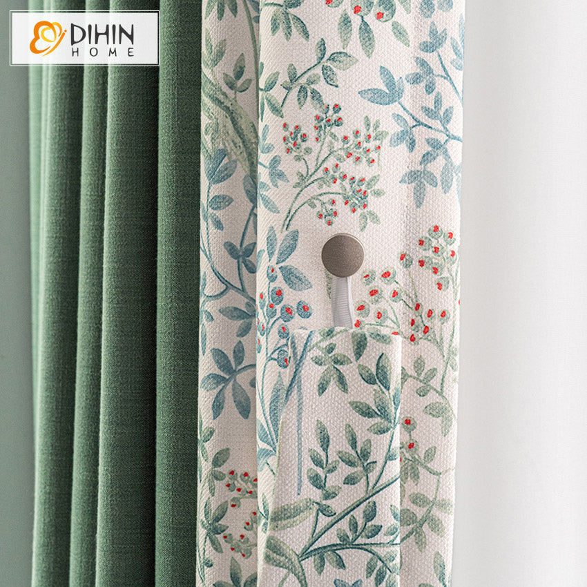 DIHIN HOME Pastoral Green Printed,Blackout Grommet Window Curtain for Living Room ,52x63-inch,1 Panel Roman Shades Curtains Window Blinds custom curtains blackout curtains curtains for living room sheer curtains curtain fabric linen curtains kitchen curtains velvet curtains pinch pleat curtains bay window curtains outdoor curtains pleated curtains floral curtains dining room curtains kitchen valances drapes for bedroom patio curtains nursery curtains grommet curtains