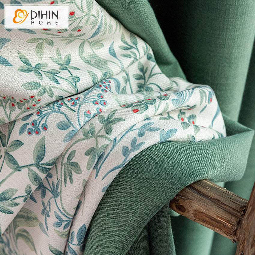 DIHIN HOME Pastoral Green Printed,Blackout Grommet Window Curtain for Living Room ,52x63-inch,1 Panel Roman Shades Curtains Window Blinds custom curtains blackout curtains curtains for living room sheer curtains curtain fabric linen curtains kitchen curtains velvet curtains pinch pleat curtains bay window curtains outdoor curtains pleated curtains floral curtains dining room curtains kitchen valances drapes for bedroom patio curtains nursery curtains grommet curtains