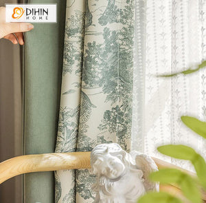 DIHIN HOME Pastoral Green Printed,Blackout Grommet Window Curtain for Living Room ,52x63-inch,1 Panel Roman Shades Curtains Window Blinds custom curtains blackout curtains curtains for living room sheer curtains curtain fabric linen curtains kitchen curtains velvet curtains pinch pleat curtains bay window curtains outdoor curtains pleated curtains floral curtains dining room curtains kitchen valances drapes for bedroom patio curtains nursery curtains grommet curtains