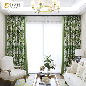 DIHIN HOME Pastoral Green Spliced Curtains，Blackout Grommet Window Curtain for Living Room ,52x63-inch,1 Panel Roman Shades Curtains Window Blinds custom curtains blackout curtains curtains for living room sheer curtains curtain fabric linen curtains kitchen curtains velvet curtains pinch pleat curtains bay window curtains outdoor curtains pleated curtains floral curtains dining room curtains kitchen valances drapes for bedroom patio curtains nursery curtains grommet curtains