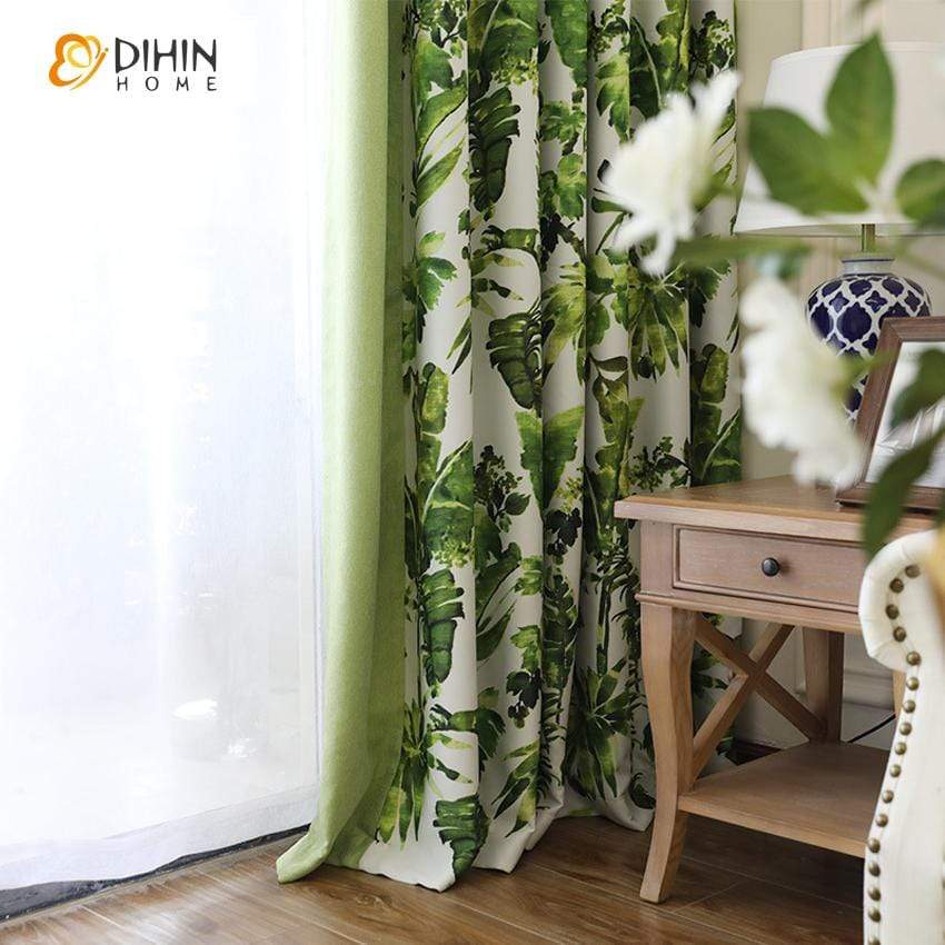 DIHIN HOME Pastoral Green Spliced Curtains，Blackout Grommet Window Curtain for Living Room ,52x63-inch,1 Panel Roman Shades Curtains Window Blinds custom curtains blackout curtains curtains for living room sheer curtains curtain fabric linen curtains kitchen curtains velvet curtains pinch pleat curtains bay window curtains outdoor curtains pleated curtains floral curtains dining room curtains kitchen valances drapes for bedroom patio curtains nursery curtains grommet curtains