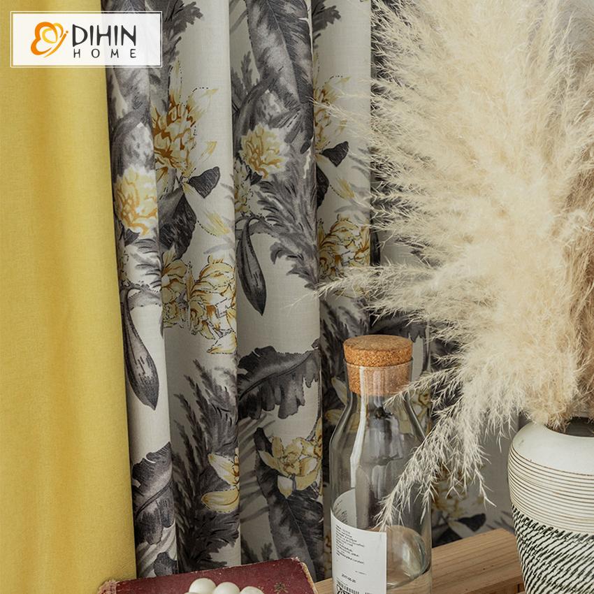 DIHIN HOME Pastoral Grey Leaves Printed Curtains,Blackout Grommet Window Curtain for Living Room ,52x63-inch,1 Panel Roman Shades Curtains Window Blinds custom curtains blackout curtains curtains for living room sheer curtains curtain fabric linen curtains kitchen curtains velvet curtains pinch pleat curtains bay window curtains outdoor curtains pleated curtains floral curtains dining room curtains kitchen valances drapes for bedroom patio curtains nursery curtains grommet curtains