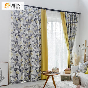 DIHIN HOME Pastoral Grey Leaves Printed Curtains,Blackout Grommet Window Curtain for Living Room ,52x63-inch,1 Panel Roman Shades Curtains Window Blinds custom curtains blackout curtains curtains for living room sheer curtains curtain fabric linen curtains kitchen curtains velvet curtains pinch pleat curtains bay window curtains outdoor curtains pleated curtains floral curtains dining room curtains kitchen valances drapes for bedroom patio curtains nursery curtains grommet curtains