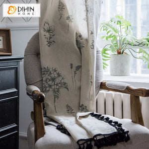 DIHIN HOME Pastoral Hand Drawn Flowers Printing,Blackout Grommet Window Curtain for Living Room ,52x63-inch,1 Panel Roman Shades Curtains Window Blinds custom curtains blackout curtains curtains for living room sheer curtains curtain fabric linen curtains kitchen curtains velvet curtains pinch pleat curtains bay window curtains outdoor curtains pleated curtains floral curtains dining room curtains kitchen valances drapes for bedroom patio curtains nursery curtains grommet curtains