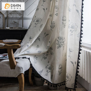 DIHIN HOME Pastoral Hand Drawn Flowers Printing,Blackout Grommet Window Curtain for Living Room ,52x63-inch,1 Panel Roman Shades Curtains Window Blinds custom curtains blackout curtains curtains for living room sheer curtains curtain fabric linen curtains kitchen curtains velvet curtains pinch pleat curtains bay window curtains outdoor curtains pleated curtains floral curtains dining room curtains kitchen valances drapes for bedroom patio curtains nursery curtains grommet curtains