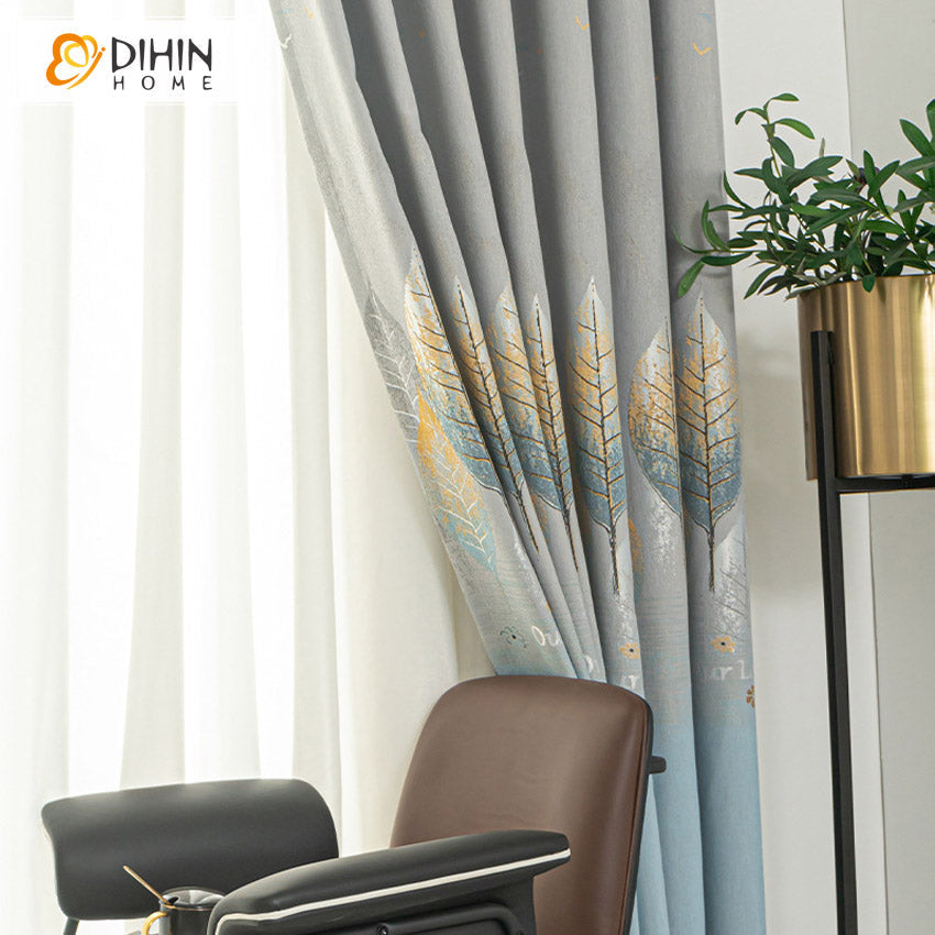 DIHIN HOME Pastoral High-end Leaves Jacquard Curtains,Grommet Window Curtain for Living Room ,52x63-inch,1 Panel Roman Shades Curtains Window Blinds custom curtains blackout curtains curtains for living room sheer curtains curtain fabric linen curtains kitchen curtains velvet curtains pinch pleat curtains bay window curtains outdoor curtains pleated curtains floral curtains dining room curtains kitchen valances drapes for bedroom patio curtains nursery curtains grommet curtains