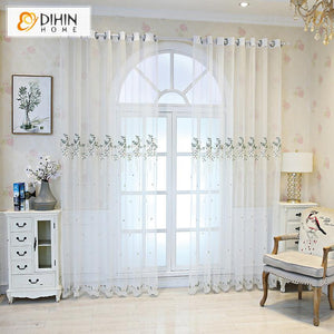 DIHIN HOME Pastoral High-grade Embroidered Sheer Curtain,Grommet Window Curtain for Living Room ,52x63-inch,1 Panel Roman Shades Curtains Window Blinds custom curtains blackout curtains curtains for living room sheer curtains curtain fabric linen curtains kitchen curtains velvet curtains pinch pleat curtains bay window curtains outdoor curtains pleated curtains floral curtains dining room curtains kitchen valances drapes for bedroom patio curtains nursery curtains grommet curtains