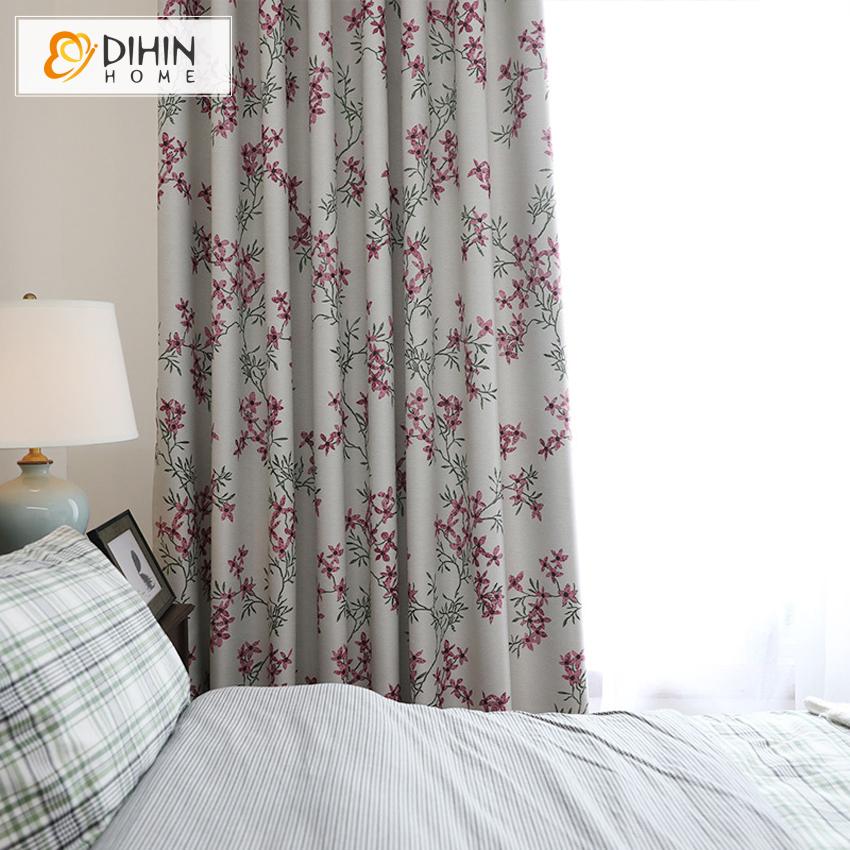 DIHIN HOME Pastoral High-precision Pink Flowers Printed,Blackout Grommet Window Curtain for Living Room ,52x63-inch,1 Panel Roman Shades Curtains Window Blinds custom curtains blackout curtains curtains for living room sheer curtains curtain fabric linen curtains kitchen curtains velvet curtains pinch pleat curtains bay window curtains outdoor curtains pleated curtains floral curtains dining room curtains kitchen valances drapes for bedroom patio curtains nursery curtains grommet curtains
