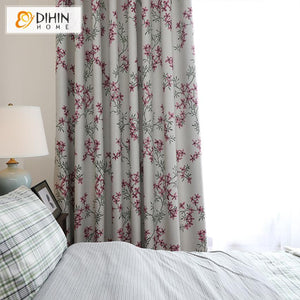 DIHIN HOME Pastoral High-precision Pink Flowers Printed,Blackout Grommet Window Curtain for Living Room ,52x63-inch,1 Panel Roman Shades Curtains Window Blinds custom curtains blackout curtains curtains for living room sheer curtains curtain fabric linen curtains kitchen curtains velvet curtains pinch pleat curtains bay window curtains outdoor curtains pleated curtains floral curtains dining room curtains kitchen valances drapes for bedroom patio curtains nursery curtains grommet curtains