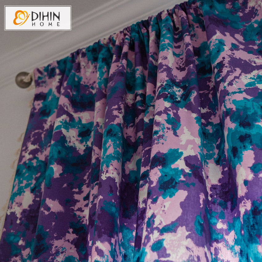 DIHIN HOME Pastoral Ink Rendering Purple Flowers Printed,Blackout Grommet Window Curtain for Living Room ,52x63-inch,1 Panel Roman Shades Curtains Window Blinds custom curtains blackout curtains curtains for living room sheer curtains curtain fabric linen curtains kitchen curtains velvet curtains pinch pleat curtains bay window curtains outdoor curtains pleated curtains floral curtains dining room curtains kitchen valances drapes for bedroom patio curtains nursery curtains grommet curtains