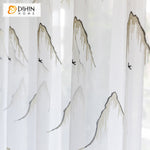 DIHIN HOME Pastoral Landscape Painting Embroidered,Sheer Curtain,Grommet Window Curtain for Living Room ,52x63-inch,1 Panel Curtains custom curtains blackout curtains curtains for living room curtain fabric linen curtains