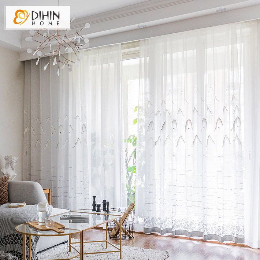 DIHIN HOME Pastoral Landscape Painting Embroidered,Sheer Curtain,Grommet Window Curtain for Living Room ,52x63-inch,1 Panel Roman Shades Curtains Window Blinds custom curtains blackout curtains curtains for living room sheer curtains curtain fabric linen curtains kitchen curtains velvet curtains pinch pleat curtains bay window curtains outdoor curtains pleated curtains floral curtains dining room curtains kitchen valances drapes for bedroom patio curtains nursery curtains grommet curtains