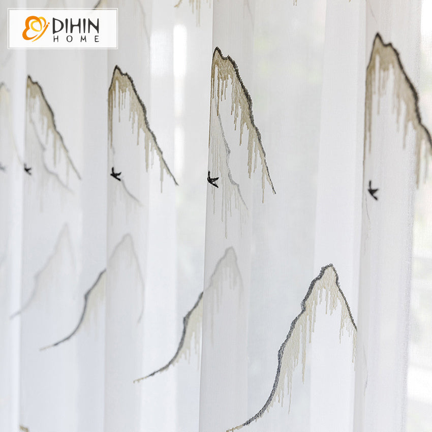 DIHIN HOME Pastoral Landscape Painting Embroidered,Sheer Curtain,Grommet Window Curtain for Living Room ,52x63-inch,1 Panel Roman Shades Curtains Window Blinds custom curtains blackout curtains curtains for living room sheer curtains curtain fabric linen curtains kitchen curtains velvet curtains pinch pleat curtains bay window curtains outdoor curtains pleated curtains floral curtains dining room curtains kitchen valances drapes for bedroom patio curtains nursery curtains grommet curtains