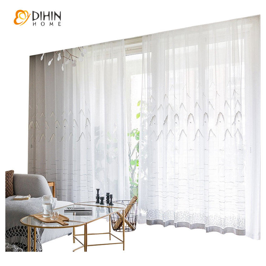 DIHIN HOME Pastoral Landscape Painting Embroidered,Sheer Curtain,Grommet Window Curtain for Living Room ,52x63-inch,1 Panel Roman Shades Curtains Window Blinds custom curtains blackout curtains curtains for living room sheer curtains curtain fabric linen curtains kitchen curtains velvet curtains pinch pleat curtains bay window curtains outdoor curtains pleated curtains floral curtains dining room curtains kitchen valances drapes for bedroom patio curtains nursery curtains grommet curtains