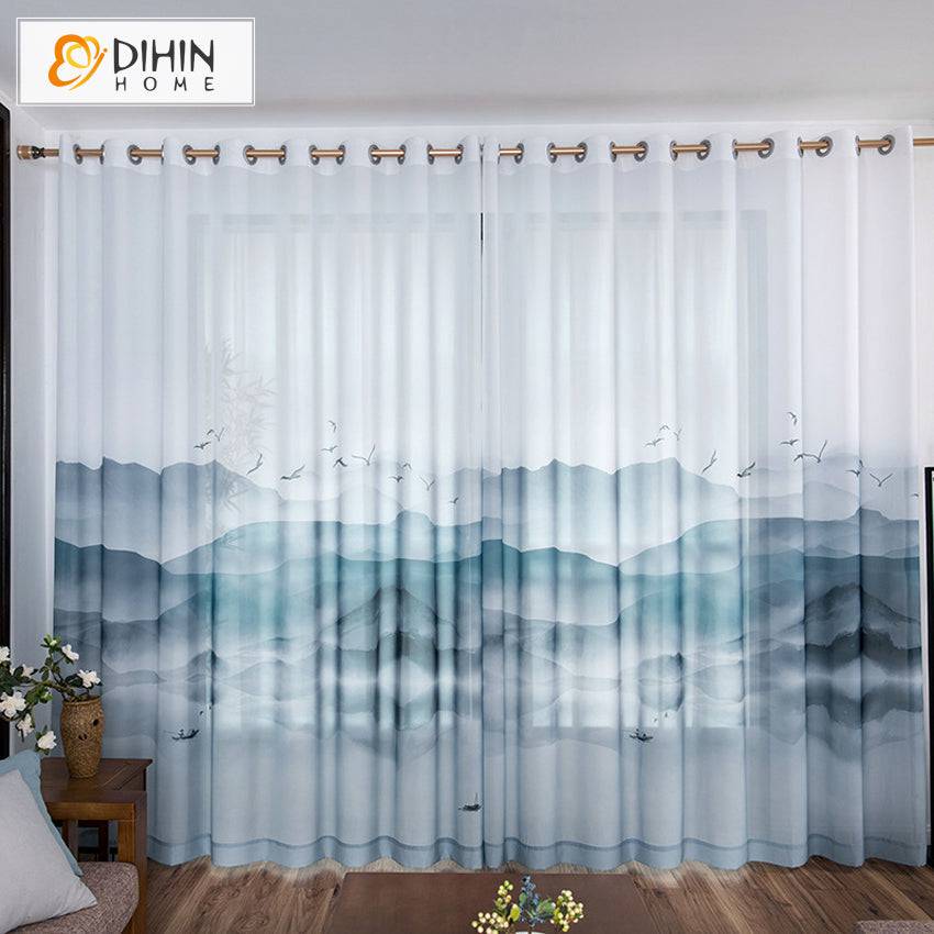 DIHIN HOME Pastoral Landscape Painting Printed,Sheer Curtain,Grommet Window Curtain for Living Room ,52x63-inch,1 Panel Roman Shades Curtains Window Blinds custom curtains blackout curtains curtains for living room sheer curtains curtain fabric linen curtains kitchen curtains velvet curtains pinch pleat curtains bay window curtains outdoor curtains pleated curtains floral curtains dining room curtains kitchen valances drapes for bedroom patio curtains nursery curtains grommet curtains