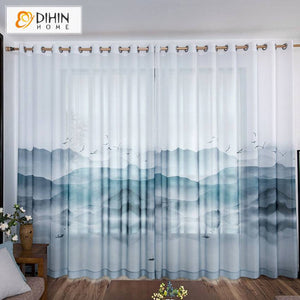 DIHIN HOME Pastoral Landscape Painting Printed,Sheer Curtain,Grommet Window Curtain for Living Room ,52x63-inch,1 Panel Roman Shades Curtains Window Blinds custom curtains blackout curtains curtains for living room sheer curtains curtain fabric linen curtains kitchen curtains velvet curtains pinch pleat curtains bay window curtains outdoor curtains pleated curtains floral curtains dining room curtains kitchen valances drapes for bedroom patio curtains nursery curtains grommet curtains