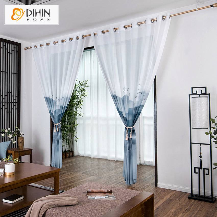 DIHIN HOME Pastoral Landscape Painting Printed,Sheer Curtain,Grommet Window Curtain for Living Room ,52x63-inch,1 Panel Roman Shades Curtains Window Blinds custom curtains blackout curtains curtains for living room sheer curtains curtain fabric linen curtains kitchen curtains velvet curtains pinch pleat curtains bay window curtains outdoor curtains pleated curtains floral curtains dining room curtains kitchen valances drapes for bedroom patio curtains nursery curtains grommet curtains