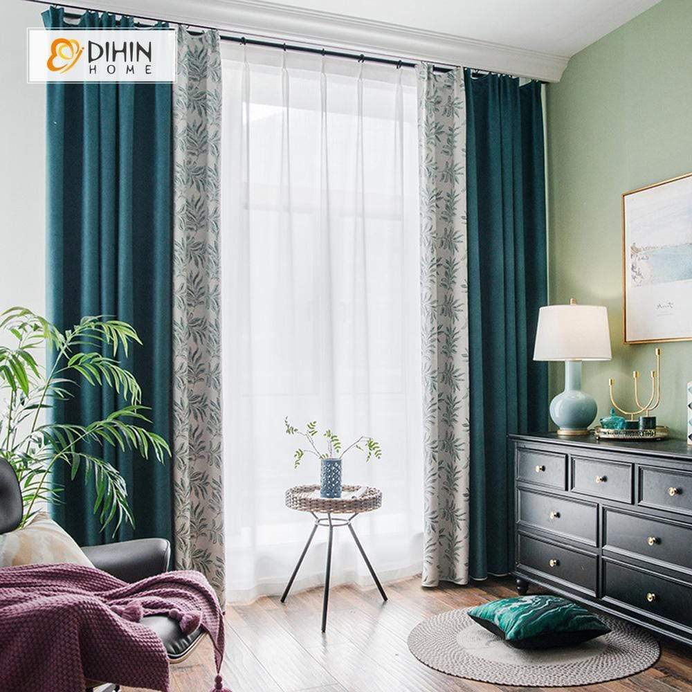 DIHIN HOME Pastoral Leaf Spliced Curtains，Blackout Grommet Window Curtain for Living Room ,52x63-inch,1 Panel Roman Shades Curtains Window Blinds custom curtains blackout curtains curtains for living room sheer curtains curtain fabric linen curtains kitchen curtains velvet curtains pinch pleat curtains bay window curtains outdoor curtains pleated curtains floral curtains dining room curtains kitchen valances drapes for bedroom patio curtains nursery curtains grommet curtains