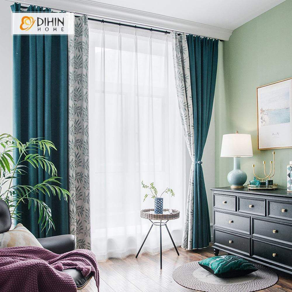 DIHIN HOME Pastoral Leaf Spliced Curtains，Blackout Grommet Window Curtain for Living Room ,52x63-inch,1 Panel Roman Shades Curtains Window Blinds custom curtains blackout curtains curtains for living room sheer curtains curtain fabric linen curtains kitchen curtains velvet curtains pinch pleat curtains bay window curtains outdoor curtains pleated curtains floral curtains dining room curtains kitchen valances drapes for bedroom patio curtains nursery curtains grommet curtains