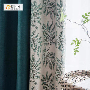 DIHIN HOME Pastoral Leaf Spliced Curtains，Blackout Grommet Window Curtain for Living Room ,52x63-inch,1 Panel Roman Shades Curtains Window Blinds custom curtains blackout curtains curtains for living room sheer curtains curtain fabric linen curtains kitchen curtains velvet curtains pinch pleat curtains bay window curtains outdoor curtains pleated curtains floral curtains dining room curtains kitchen valances drapes for bedroom patio curtains nursery curtains grommet curtains