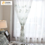 DIHIN HOME Pastoral Leaves Embroidered,Sheer Curtain,Grommet Window Curtain for Living Room ,52x63-inch,1 Panel Curtains custom curtains blackout curtains curtains for living room curtain fabric linen curtains