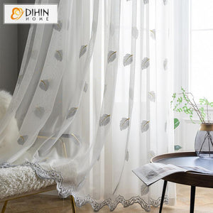 DIHIN HOME Pastoral Leaves Embroidered ,Sheer Curtain, Grommet Window Curtain for Living Room ,52x63-inch,1 Panel Roman Shades Curtains Window Blinds custom curtains blackout curtains curtains for living room sheer curtains curtain fabric linen curtains kitchen curtains velvet curtains pinch pleat curtains bay window curtains outdoor curtains pleated curtains floral curtains dining room curtains kitchen valances drapes for bedroom patio curtains nursery curtains grommet curtains